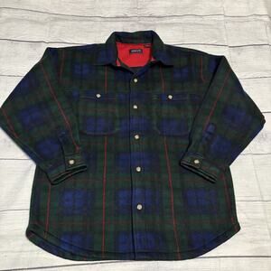 GANT Mens Size Large Plaid Fleece Button Up Shirt Jacket Green Blue Red